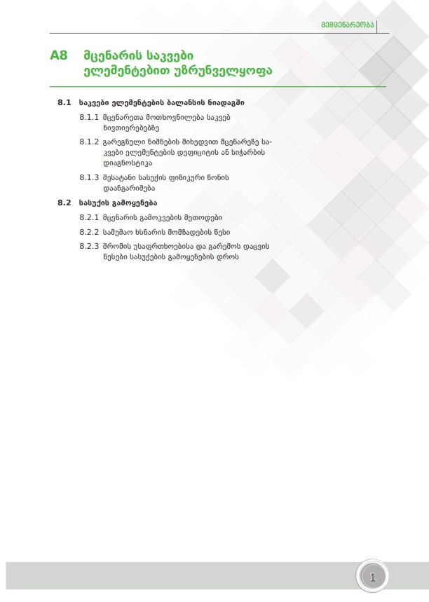 Cover of მცენარის საკვები ელემენტებით უზრუნველყოფა